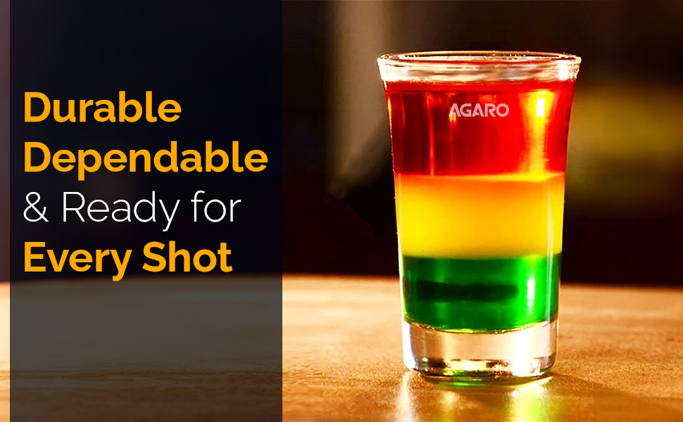 AGARO Elegant Shot Glass 45ml, Set of 6, Whisky Shot, Vodka Shot, Tequila Shot, Liquor Shot, Wine Tasting, Cocktail, Home, Bar