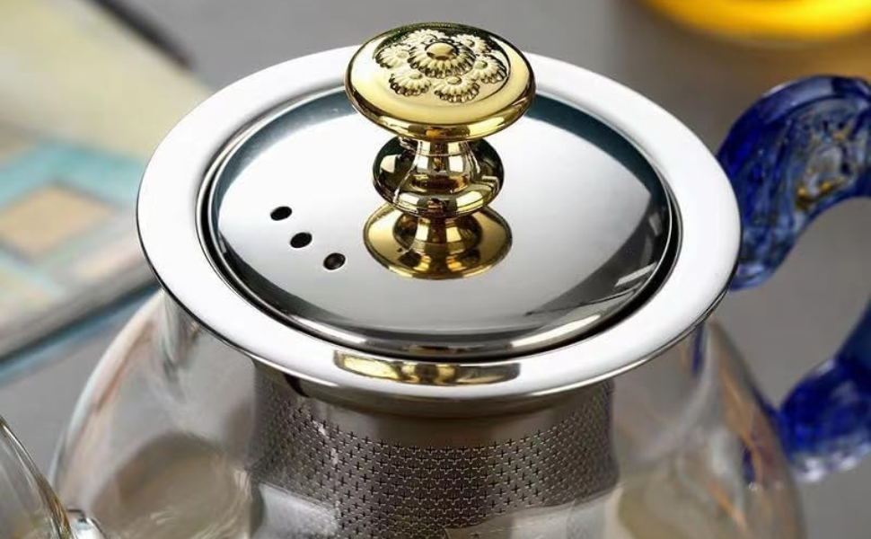 Glass Tea Pot with Stainless Steel Infuser Large Capacity Transparent Tea Kettle with Lid & Handle Great for Loose Leaf Tea, Blooming Tea, Tea Bags & Fruit Infused (450ml Tea Pot)