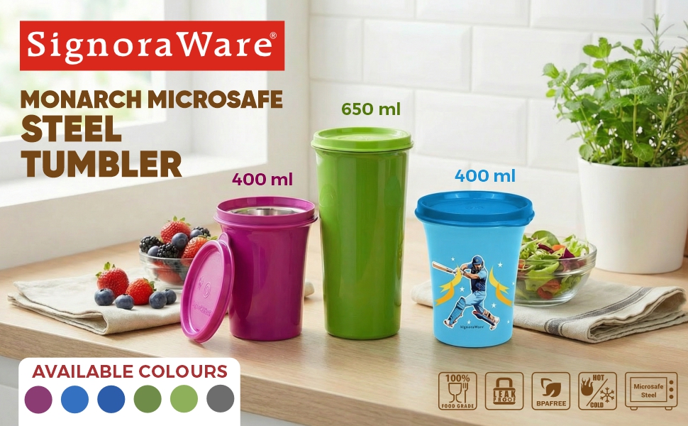 Signora Ware Stainless Steel Tumbler, 400ml, Emagenta, Airtight & Leakproof, Ideal for Cold Beverages, Office, School, Home & Outdoor Use