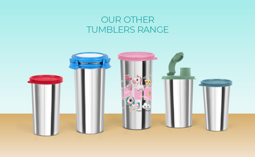Signora Ware Stainless Steel Tumbler, 400ml, Emagenta, Airtight & Leakproof, Ideal for Cold Beverages, Office, School, Home & Outdoor Use