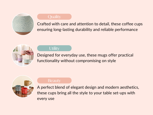 Nestasia Stackable Ceramic Cups Set of 4 (240 ml Each) | Printed Tea & Coffee Mugs with Glossy Finish - Microwave & Dishwasher Safe | Ideal for Daily Use & Gifting (Floral Blue)