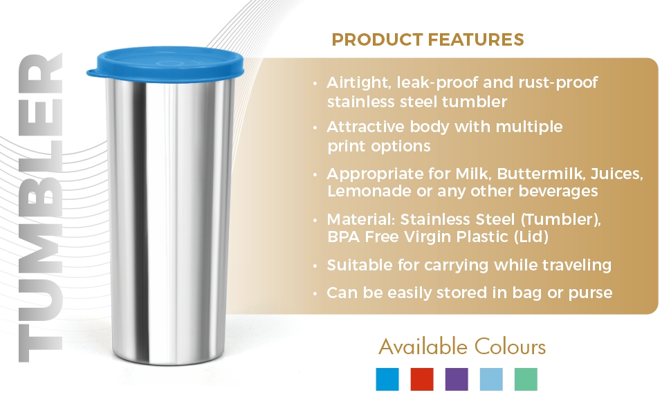 SIGNORA WARE Stainless Steel Tumbler, 500 ml, Red, Crack Resistant, Spill Free, Compact Design for Home, Office, Outdoor Activities, and Sporting Events