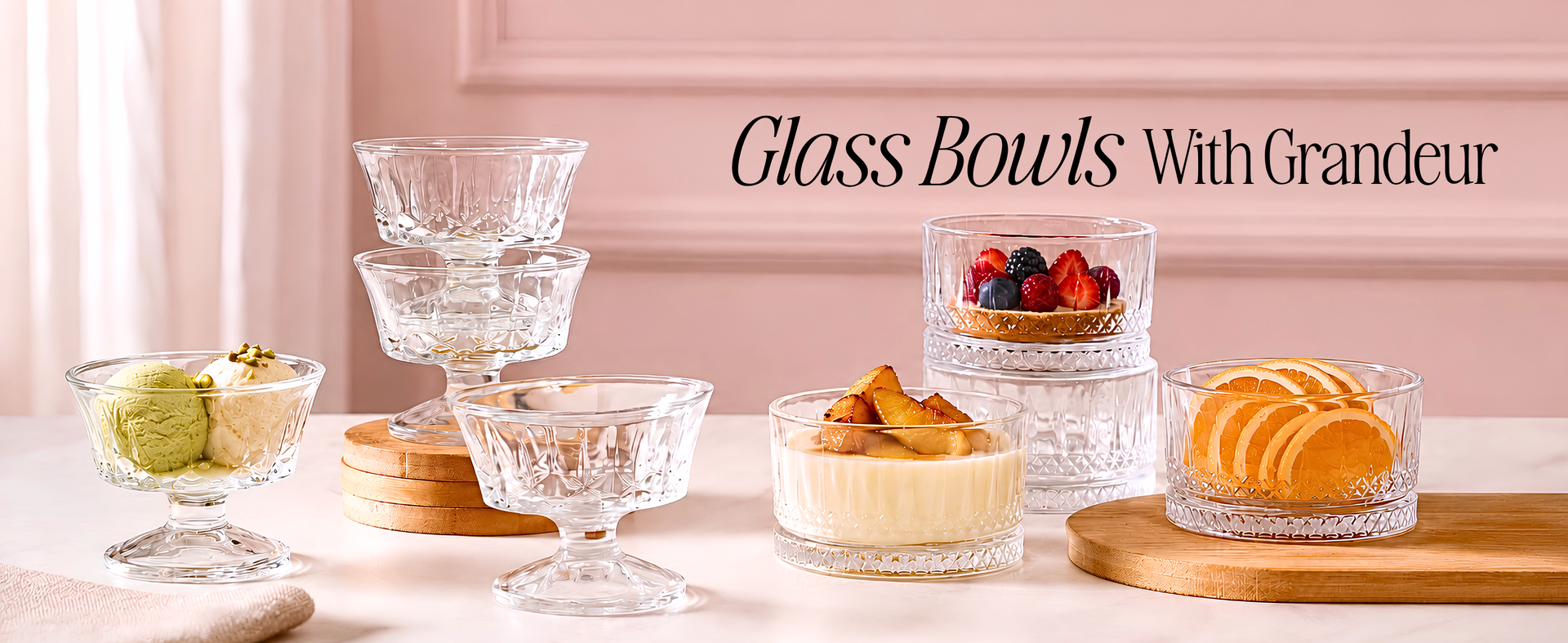 Nestasia Square Glass Bowls Set of 4 (300 ml Each) | Transparent Hammer - Textured Katori for Dessert & Ice Cream | Microwave & Dishwasher Safe Snack Bowls - Perfect for Gifting