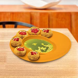 TWOK Food-Grade Melamine Snack Serving Plates – Set of 6 | Pani Puri, Bhel, Chaat, GOL Gappa, Appetizer & Snack Plates