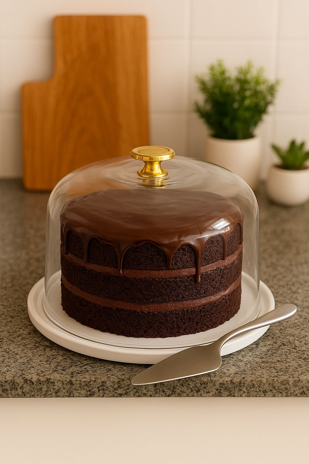 6x4 inch Round Cake Stand with Lid and Spatula, Clear Dome Display Cover for Fresh Presentations, Lightweight Reusable Plastic for Easy Transport, Gold-Accented Handle, Multicolour