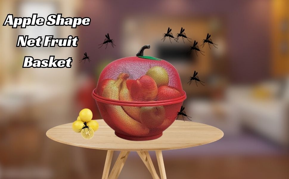 Apple Shape Fruits & Vegetables | Basket for Kitchen With Net Cover | Fruit and Vegetable Stand (RED).