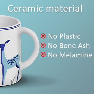 The Earth Store Stag Blue Coffee Mugs Set of 2 to Gift to Best Friends, Coffee Mugs, Microwave Safe Ceramic Mugs,(300 ml Each)