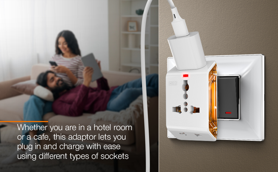 GM 6AMP 3-Pin Multiplug Travel Adapter with Universal Socket | Supports 2-Pin & 3-Pin Plugs | Multiple Charging Ports | Charge Smartphones, Laptops & Other Devices | Compact & Reliable 3017