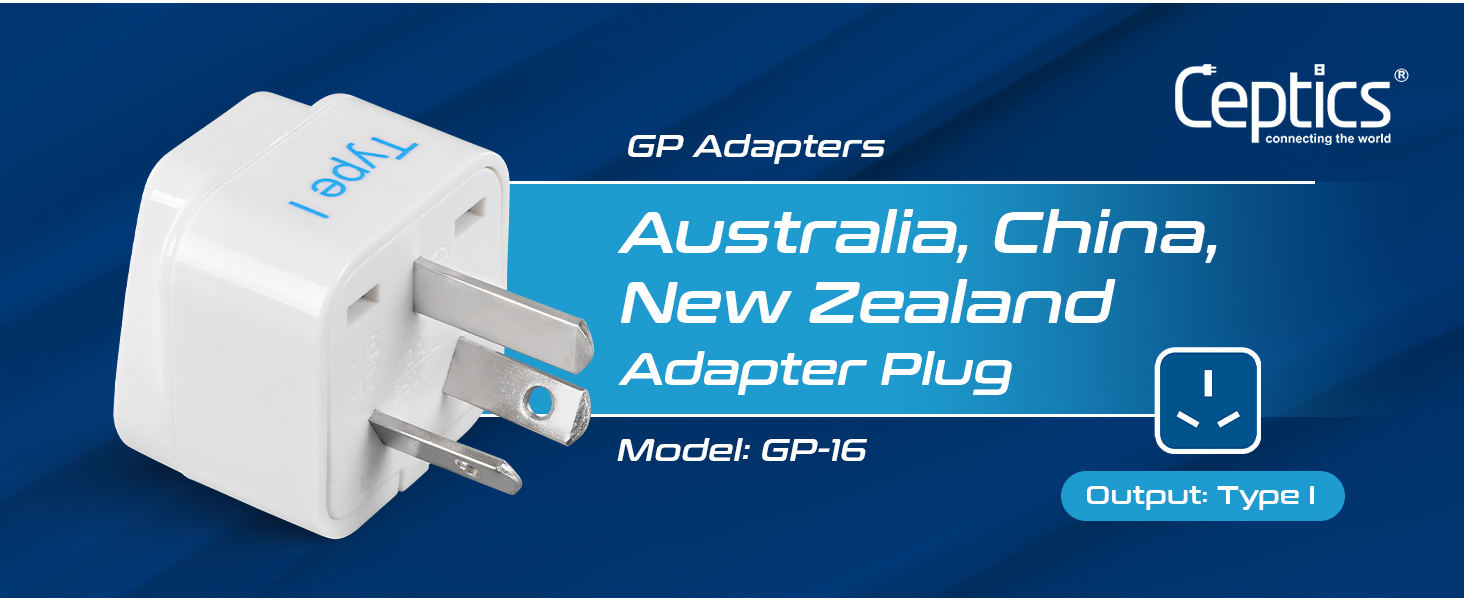 Ceptics India to Australia Plug, New Zealand & China & More - Pin Type I - Ce Certified - Rohs Compliant - White - 1 Pack - 5 Years Warranty