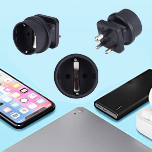 MX Schuko to India Plug Adapter 5 A – Converts European Type E/F Input to India Type D 3-Prong Output, Heavy-Duty 250 V Grounded Travel & Appliance Connector, Black