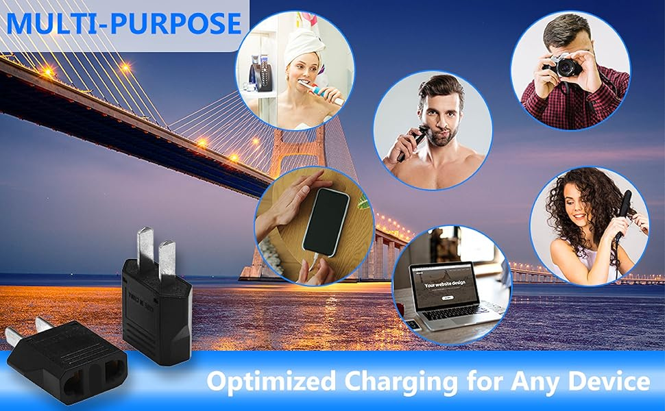 Hi-Plasst India to USA Converter Plug 2 Pin| Travel Adapter 2-Pieces Pack Universal Type A Plug Adapter for US, Canada, Mexico, Japan, Thailand | for Indian Devices (Pack of 2)