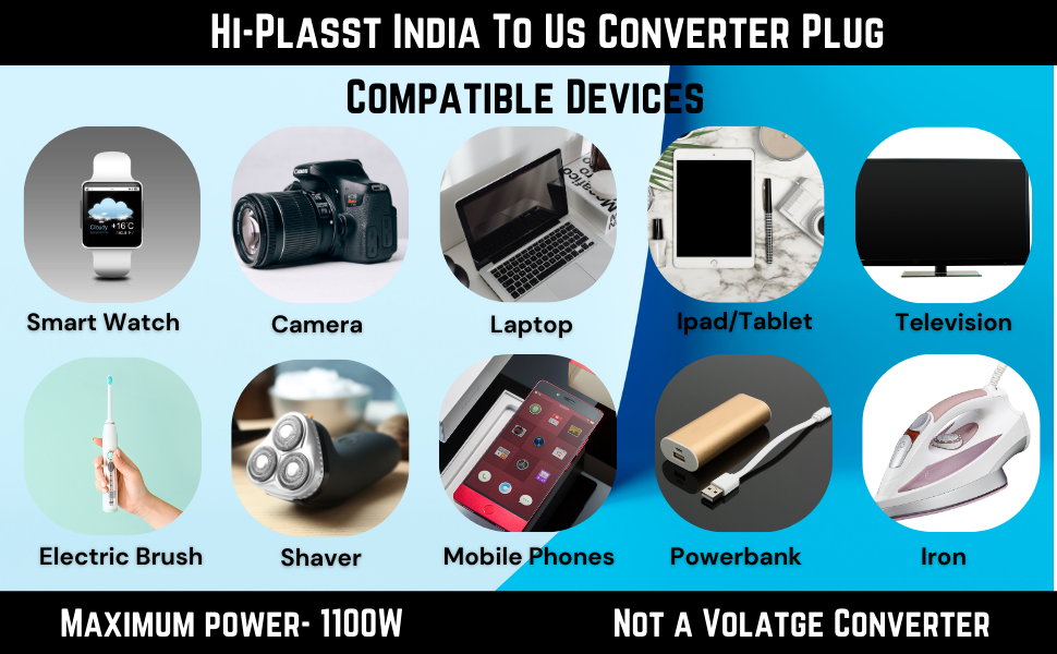 India to USA Converter Plug | Travel Adapter 1-Pack: Universal Type A Plug Adapter for US, Canada, Mexico, Japan, Thailand | for Indian Decices | Compatible with Laptop, Camera, Chargers (10A 250V)