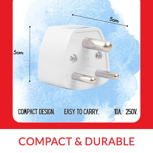 Hi-PLASST (2pc) Universal Travel Adapter Plug - Type D Converter for USA, UK, Canada, Europe to India - 3-Pin Round Socket for Laptop, Camera, Mobile Charger - Pack of 2 | Worldwide Compatibility
