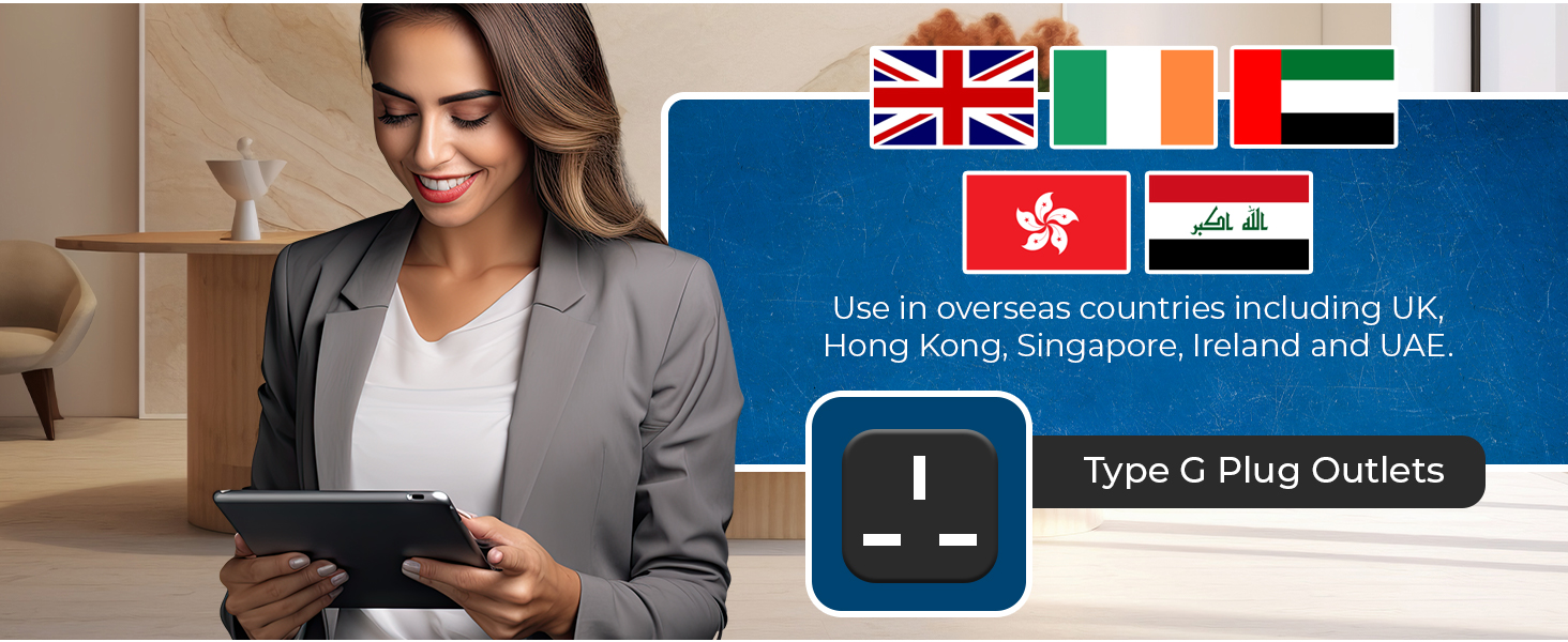 Orei India to UK Plug Adapter 2 in 1 Type G Travel Adapter - Compatible with UK, UAE, Dubai, & Hong Kong - Ideal for Laptops, Mobiles, & Chargers CE & Rohs Certified, Black