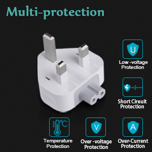 Etzin Mac AC Power Charger Adapter United Kingdom Wall Folding Plug Duckhead, 3 Pin UK Plug Converter Travel Charger UK Standard Adapter Compatible with MacBook Air/Mac iBook/iPhone/iPod EPL-1004P