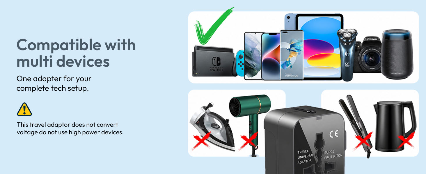 SKADIOO Universal Travel Adapter All in One – 2.4A Universal Adapter Travel, Multi Plug Type C Power Converter for 150+ Countries, Compact and Portable Design