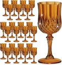 24PCS 7OZ Amber Wine Plastic Glasses, Drinking Champagne Glasses Flutes Crystal Vintage Water Unbreakable Goblets for Wedding, Parties
