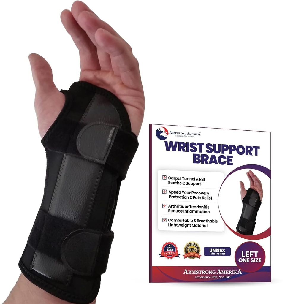 Carpal Tunnel Wrist Brace | Night Wrist Support Guard | Wrist Splint & Hand Brace | Carpal Tunnel Syndrome & Wrist Tendonitis Pain Relief with Forearm Compression | For Men & Women (Left Wrist Brace)