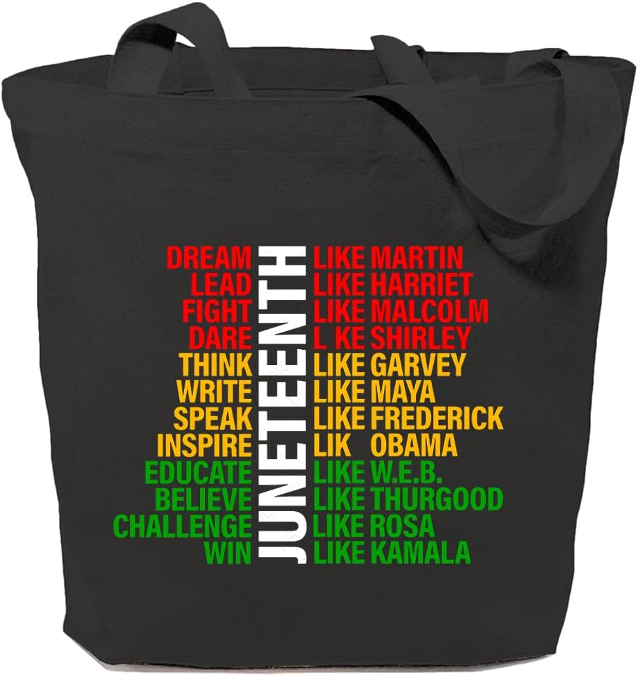 Personalized Letters Juneteenth Canvas Tote Bag for Women Reusable Grocery Shoulder Bags for Shopping Travel Beach