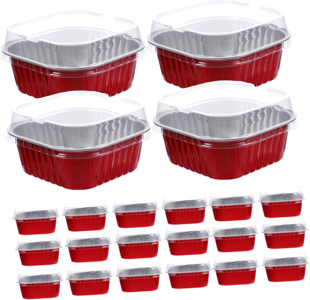 40sets Aluminum Foil Baking Containers Food Boxes for Cakes Bbq Outdoor Use High Lid Easy Storage Suitable for Microwave Oven Cooking
