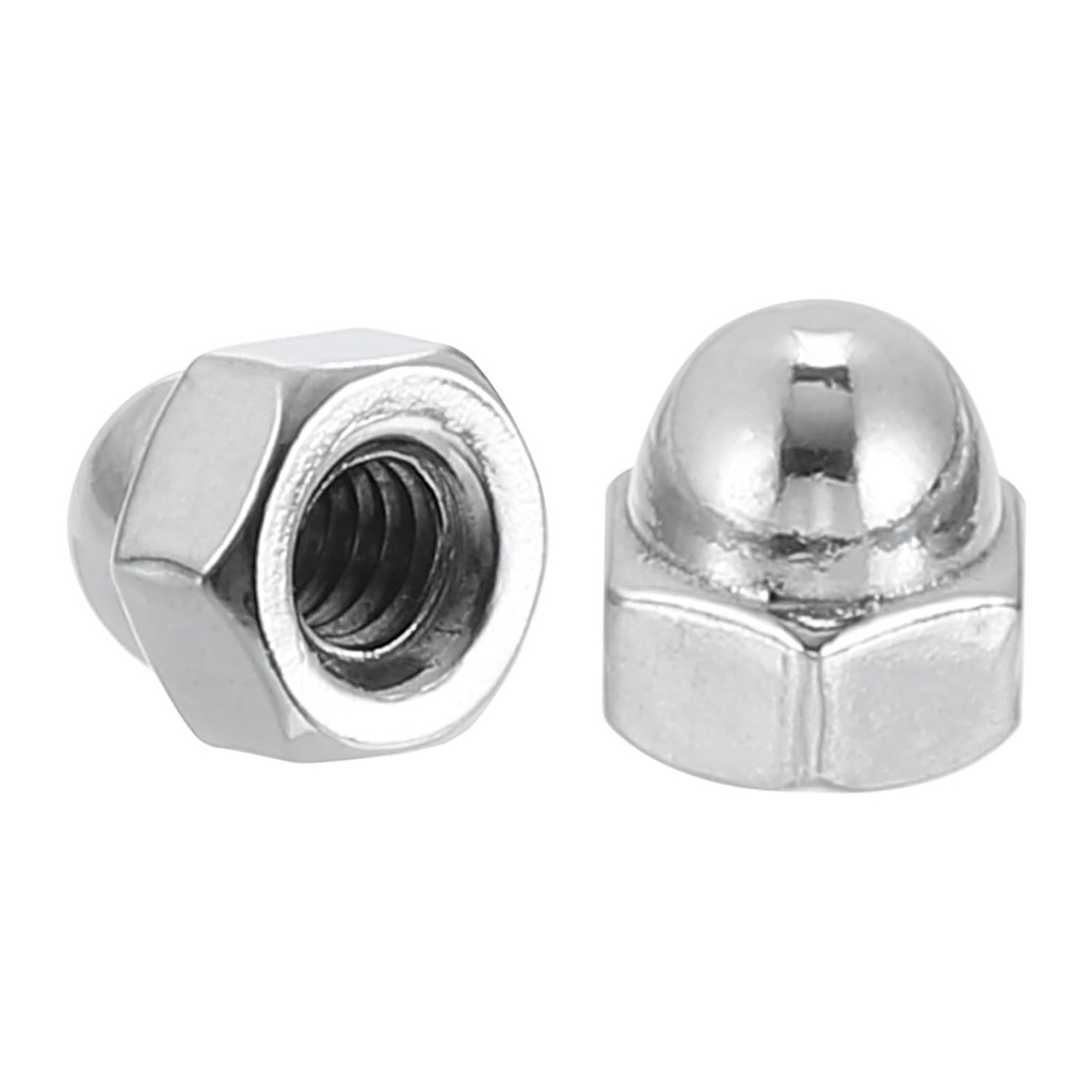 uxcell #8-32 Acorn Cap Nuts, 20Pcs 304 Stainless Steel Dome Cap Head Acorn Nut Hardware Nuts for Bolt Cover, Silvery