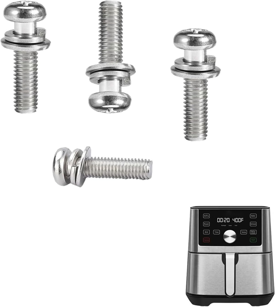 Air Fryer Screws for Instants Vortex Plus 4QT Air Fryers, Premium Food Grade 304 Stainless Steel Self-tapping Screws for 4QT Instants Air Fryer Basket, High Temperature Resistant