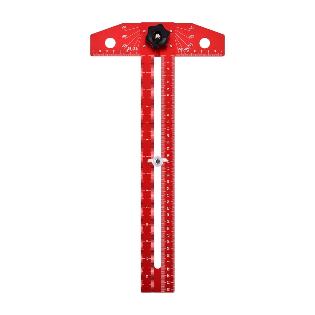 Woodworking Scriber Marking Line Ruler, 13.7"/35cm Adjustable T-Square Ruler with Dual Imperial/Metric Scales, Aluminum Alloy Sliding Square Ruler for Measure Angles, Position, Draw Lines
