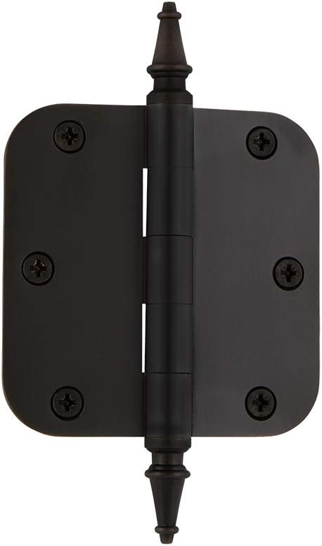 Nostalgic Warehouse 746072 3.5" Steeple Tip Residential 5/8" Radius Corners Door Hinge, Oil-Rubbed Bronze
