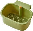 One-Button Opening and Closing Hanging Sink Corner Rack, Quick-Drain Self-Cleaning Sink Strainer Basket, Food Waste Catcher for Kitchen Sink (Green)