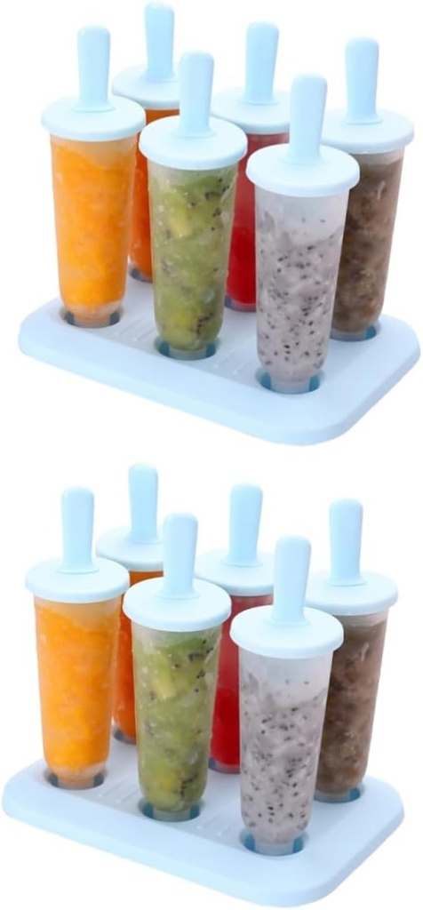 2pcs Round Ice Cream Mold Reusable Popsicle Maker Tray Food-grade Easy Release Diy Ice Stick Molds Sky Blue for Summer Treats