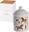 SPOTTED DOG GIFT COMPANY Ceramic Jar with Lid for Countertop, Cute Equestrian Themed Decorative Jar Kitchen Food Storage Container for Coffee Tea Sugar, Horse Gifts for Women 30oz