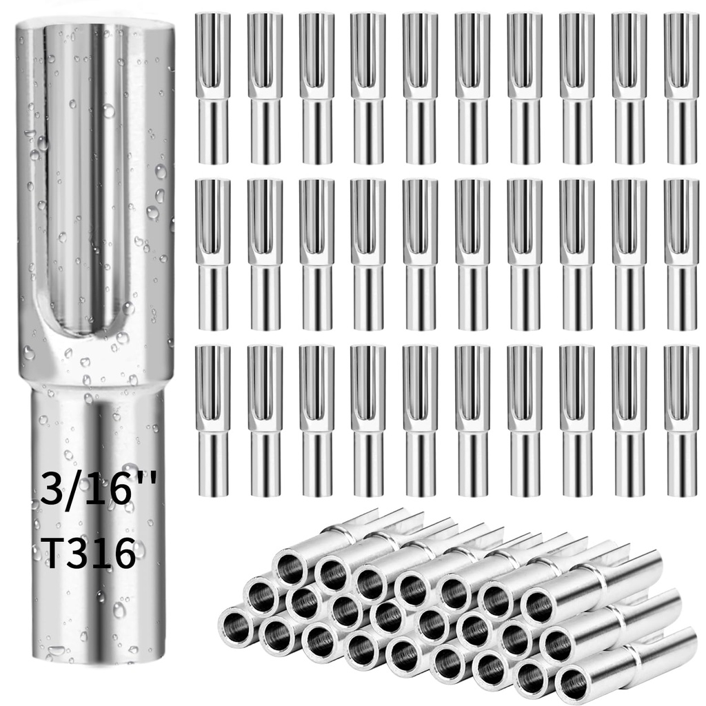 50 Pack 3/16’’ Invisible Cable Railing Kit,T316 Stainless Steel Invisible Toggle Termination Concealed Anchor Adjustable Hardware Cable Tensioner for Metal Railings Wall Wood Corner Posts (50)