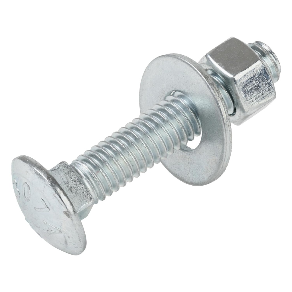 3/8" x 2" (50 Pack) Zinc Carriage Bolt Kit, Grade 307A by Makers Bolt