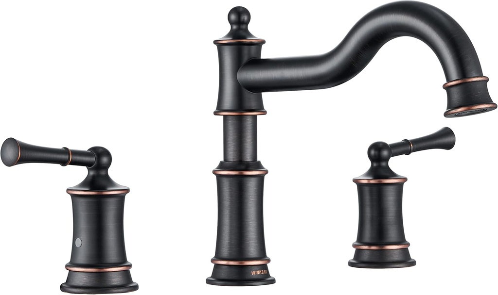 Roman Bathtub Faucet Deck Mount Tub Faucet for Bathroom Widespread Elegant Classic Spout with 3 Holes 2 Handle Valve Cartridge Included, ORB