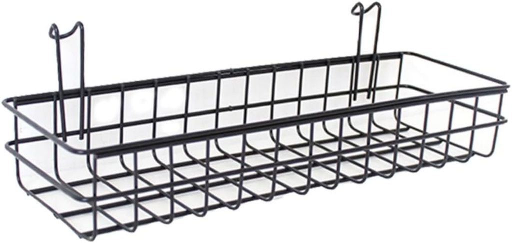 Metal Mesh Wall Mount Storage Basket for Kitchen Bathroom Modern Hanging Organizer Iron Wire Storage Black