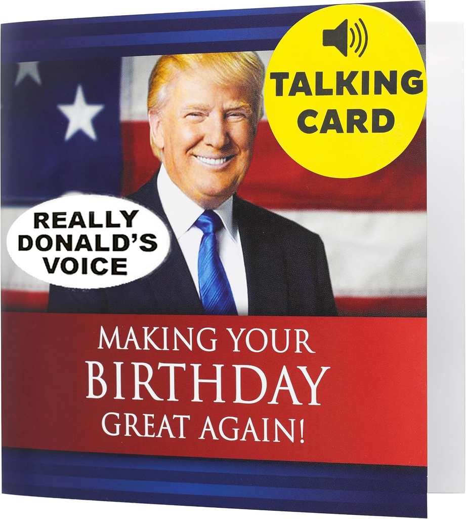 OUR FRIENDLY FOREST Talking Trump Birthday Card with Authentic Voice - Presidential Theme Birthday Greeting for Men & Women (Red)