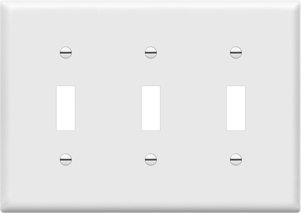 ENERLITES Triple Light Switch Wall Plate, Gloss Finish, Standard Size 3-Gang 4.50" x 6.38", Unbreakable Polycarbonate Thermoplastic, 8813-W, White