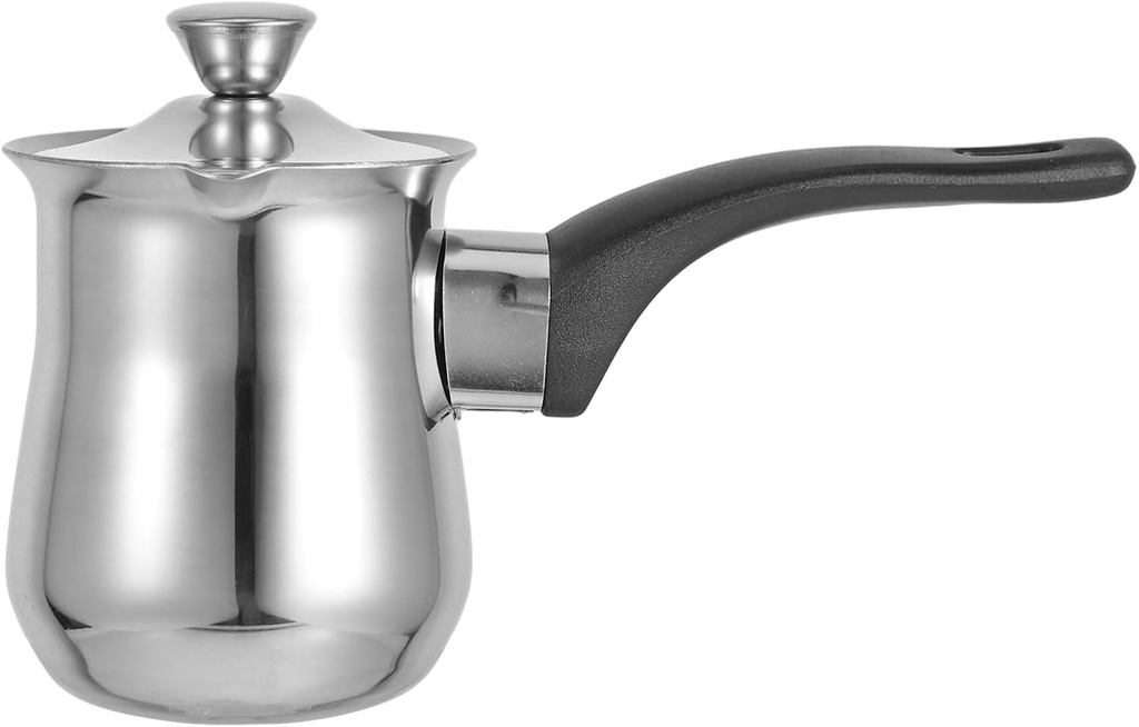 Hemoton 6oz Turkish Coffee Pot with Lid, Stainless Steel Saucepan Coffee Maker, Mini Sauce Pan Butter Melter for Stove Top
