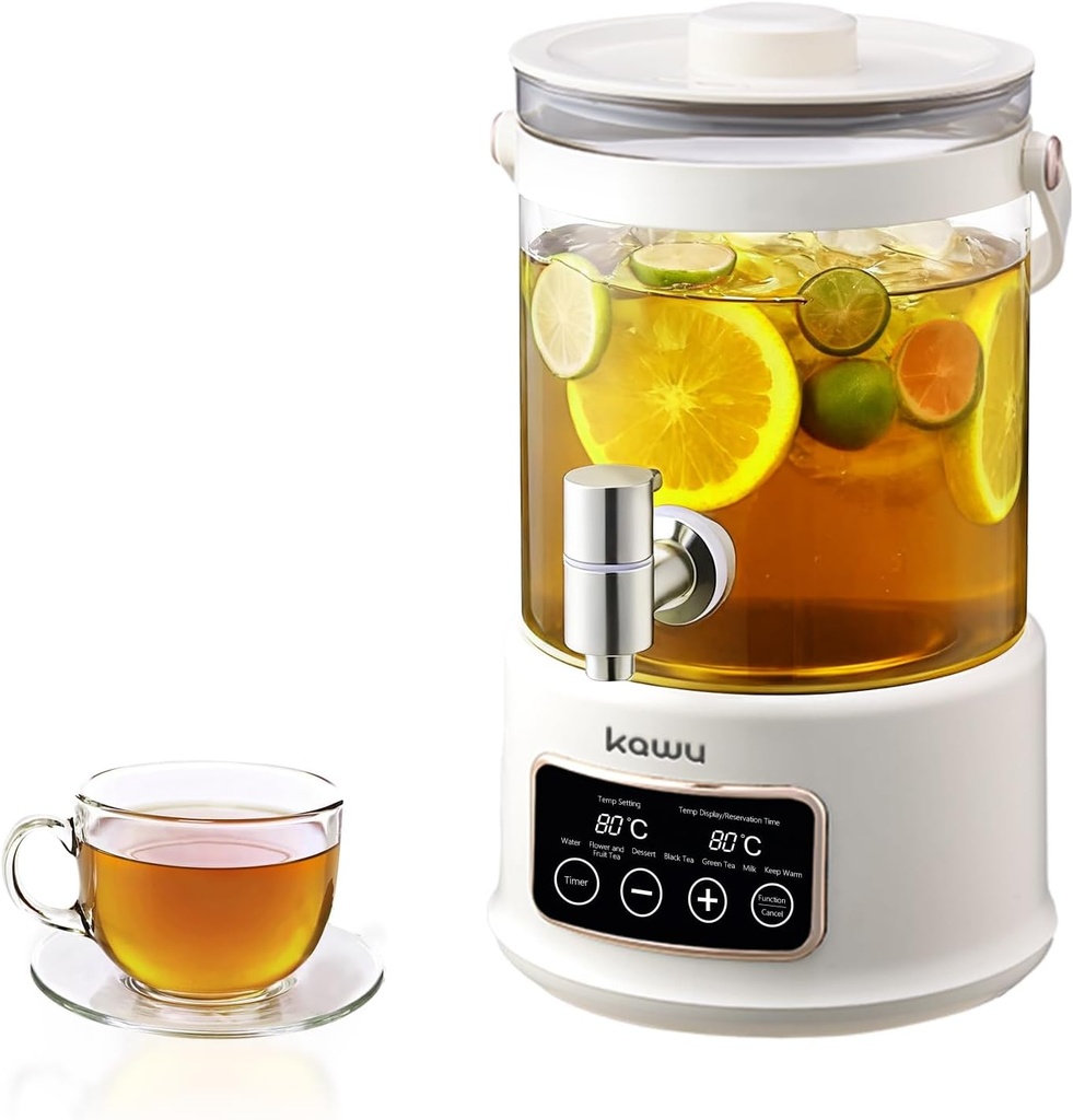Kawu Electric Kettle, 2.5L Health Pot with Temperature Control, 7-in-1 Multi-function Glass Electric Kettle, Built-In Timer, Keep Warm, Touch Control Smart Tea Maker for Soup, Porridge, Herbal Tea