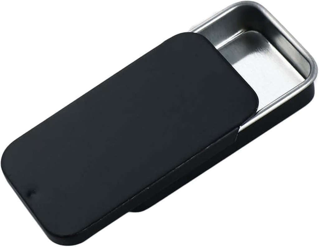 Black Metal Rectangular Empty Mini Tin Box,Mini Iron Box Tinplate Push Candy Pill Cases Bins Jar Food Containers for Home Black Storage BoxOrganizer(60x34x11mm)