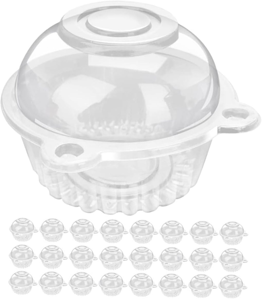 OUNONA 100pcs Clear Dessert Cups with Dome Lid Cake Boxes for Pudding Cupcakes Mousse Safe Pet Material Cute Cartoon Design Parties Gifts