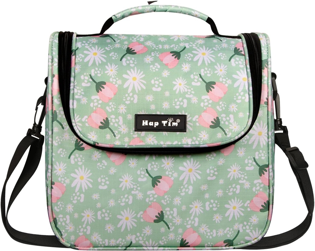 Hap Tim Lunch Box for Women Insulated, Cute Lunch Bags for Women, Adults Reusable Lunchbag for Work, Picnic or Travel, Green Floral (16050-GF)
