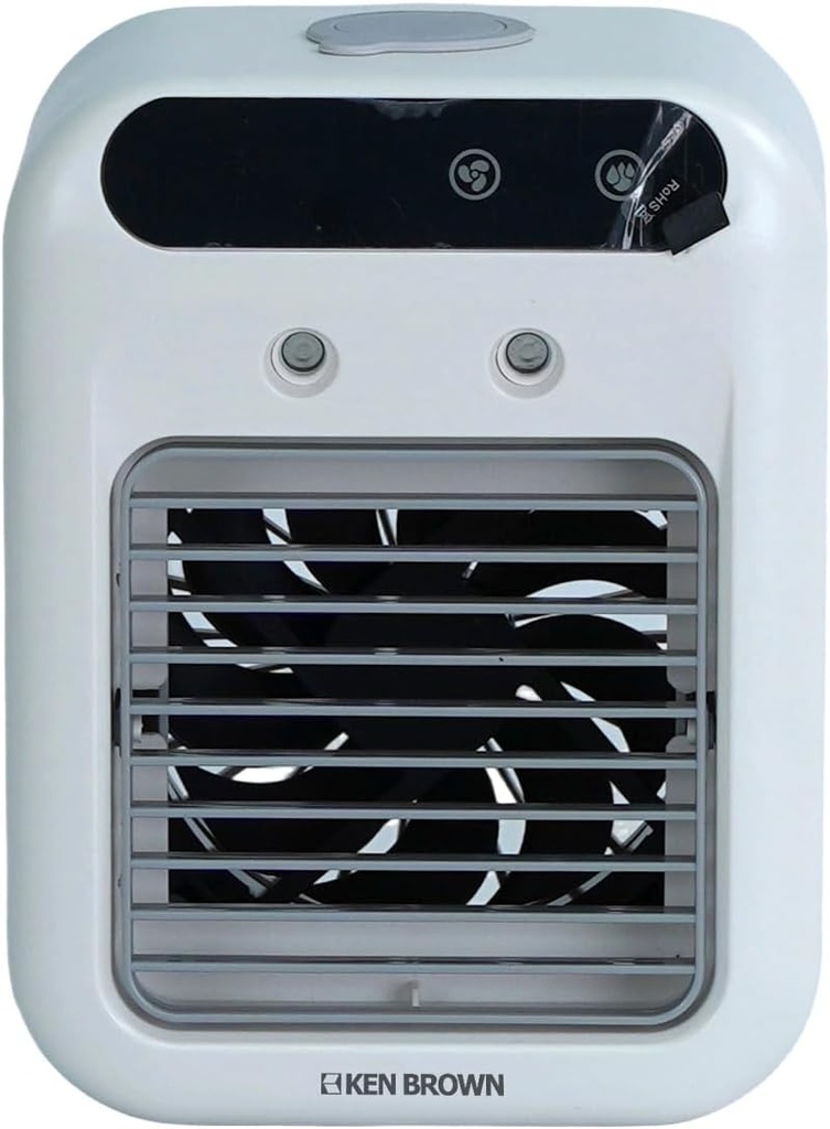 KEN BROWN Portable Mini Air Cooler - Personal Evaporative Cooler, Portable Air Conditioner with 3-Speed Fan, 500ml Water Tank & USB Power for Desktop, Office, Bedroom (Mist Cooling Fan)