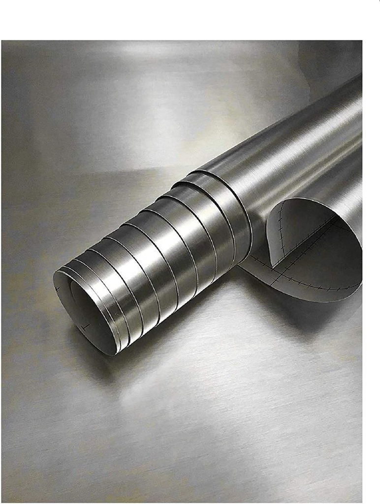 EZ FAUX DECOR Peel and Stick Stainless Steel Door Panel Vinyl Wrap for Appliances 36" x 72" Self Adhesive Brushed Nickel Contact Paper Waterproof Heat Resistant Refrigerator Cover