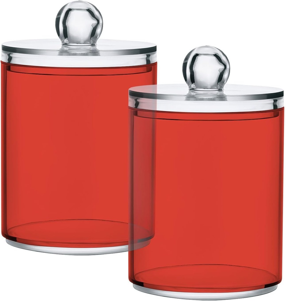 Orange-red Color 4PC Airtight Transparent Plastic Storage Jar, Food Storage Container Glass, Can Store Candy, Salt, Coffee Beans, With lid, Easy To Use