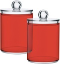 Orange-red Color 4PC Airtight Transparent Plastic Storage Jar, Food Storage Container Glass, Can Store Candy, Salt, Coffee Beans, With lid, Easy To Use