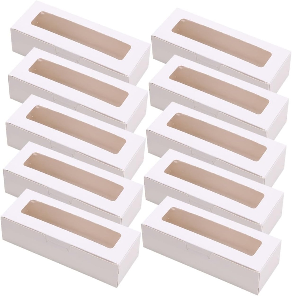 PRETYZOOM 20pcs Macaron Pastry Box Window Rectangular Cookie Packaging for Desserts for Bakeries Events and Gifting for Egg Tarts and Treats