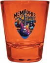 R and R Imports Memphis Tennessee Design B Souvenir Full Color 2oz Shot Glass Orange 4-Pack
