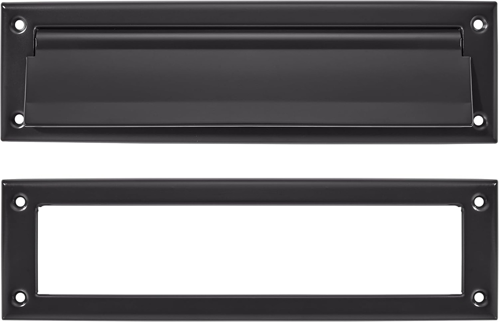 khtumeware Matte Black 13 inch 1-Pack Solid Brass Mail Slot with Solid Brass Internal Frame is Well Made Door Mail Slots