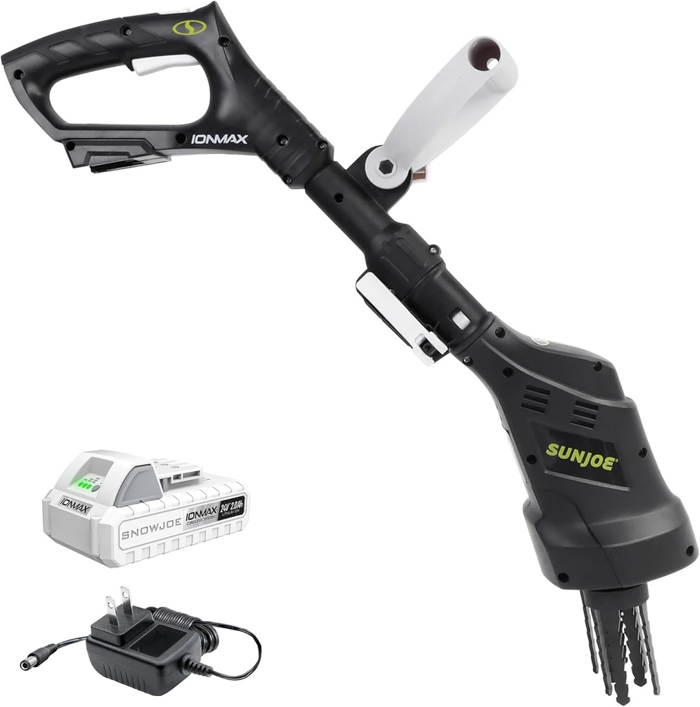 Sun Joe Cordless Garden Claw Tiller & Cultivator with 4-Tine Steel Blades, Battery & Charger, 3.6 Inch, 24V, 150W Motor - Heavy-Duty Tilling Machine for Lawn, Yard, and Gardening Care, 24V-CTLR-LTE